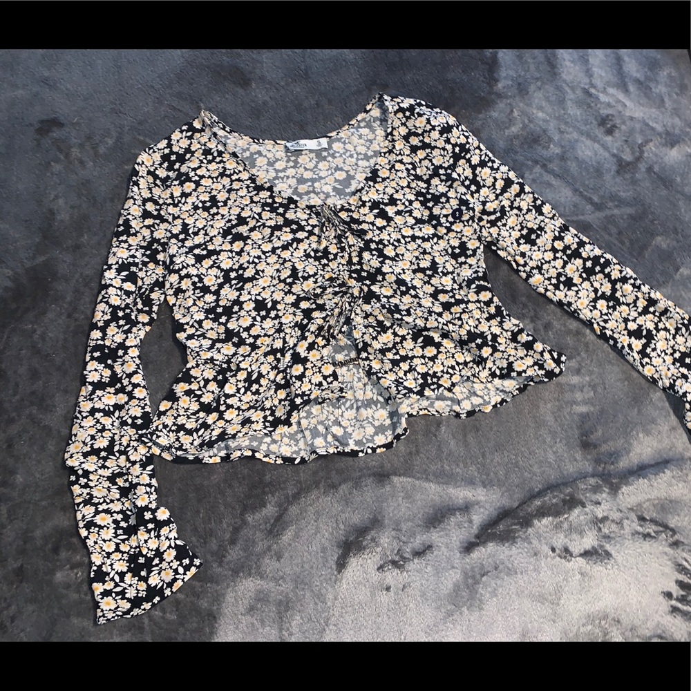 Floral Crop tie shirt